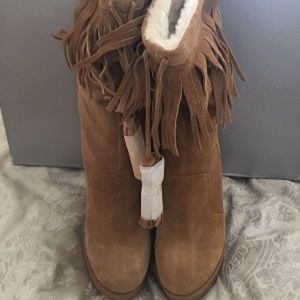 NEW Jessica Simpson Suede Fringe Wedge boot - 8